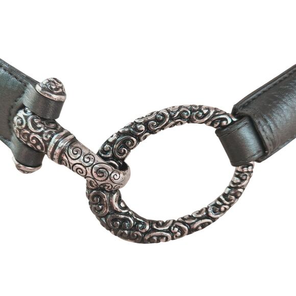 Brighton Charcoal Gray Leather Link Belt Ornate Silver Scroll Hardware Size 36 main image 4